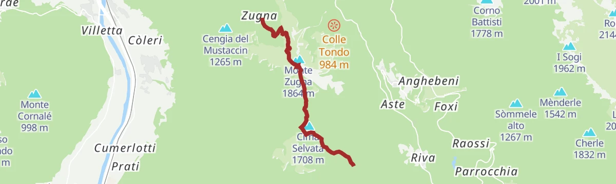 Route map: From Monte Zugna to Passo Buole